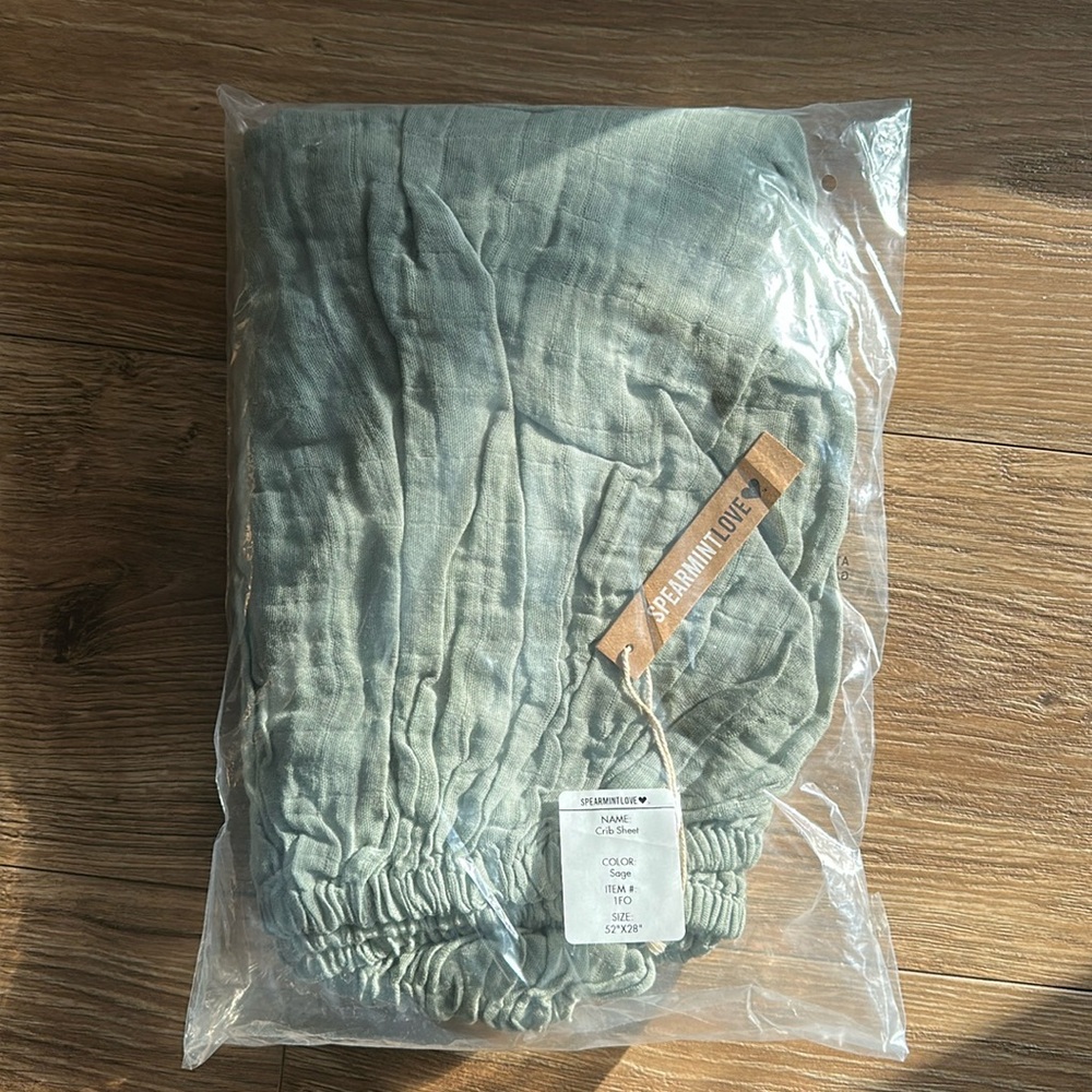 SpearmintLove fitted crib sheet NWT COLOR sage